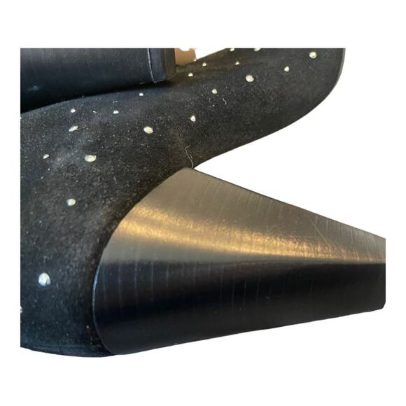 Sandro Mid-Heel Calfskin Rhinestones Leather Pointed Toe Black Size 39 / US 9 - Picture 7 of 12